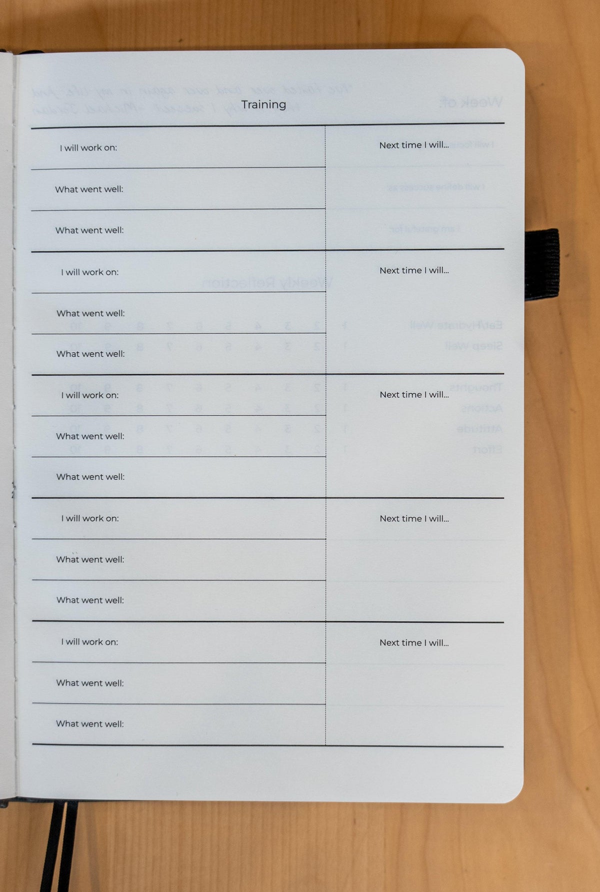 Open player's notebook by balancetms showing lined pages for note-taking and strategic planning.