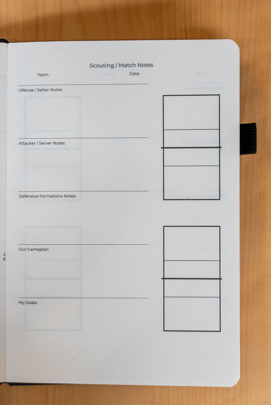Open balancetms The Player's Notebook with lined pages and cover, ideal for note-taking and game planning.